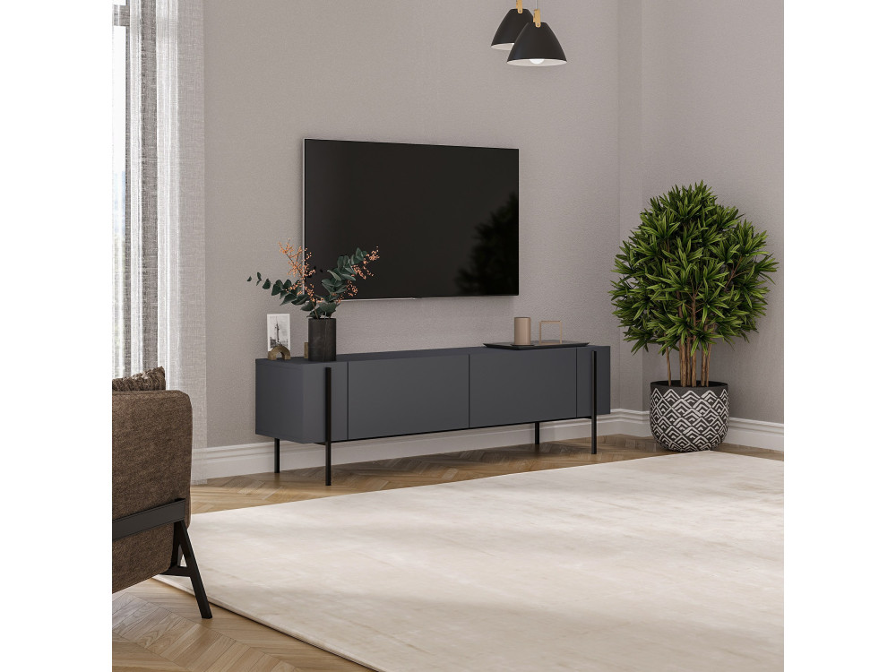 TV-Möbel aus Holz "Herman" - 160 x 31 x 45 cm - Anthrazitgrau
