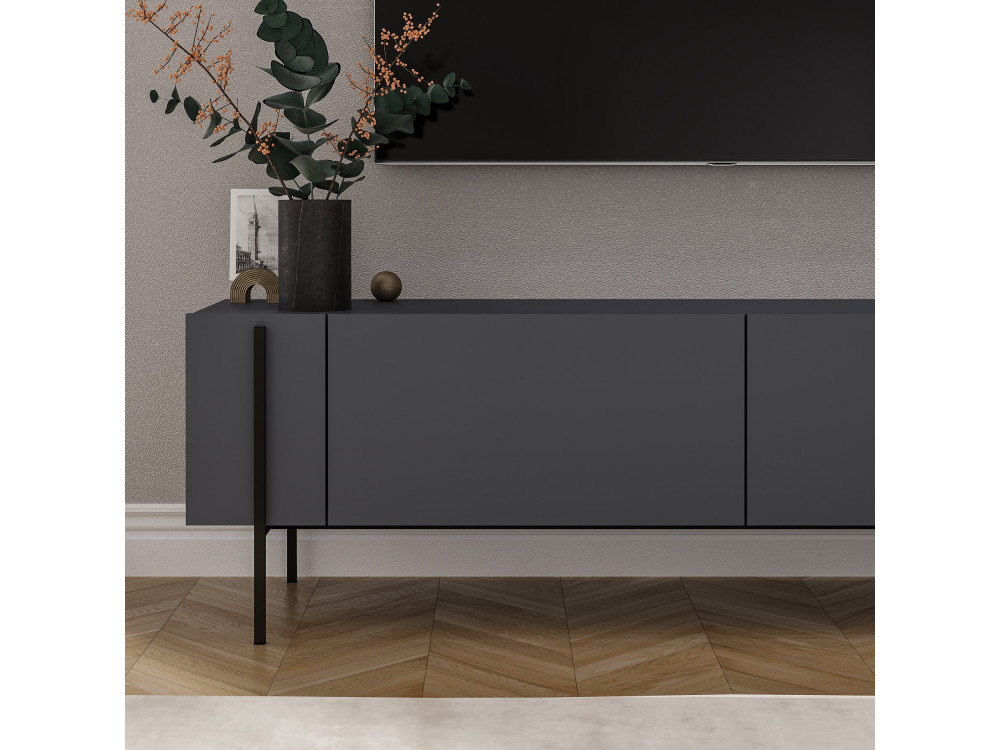 TV-Möbel aus Holz "Herman" - 160 x 31 x 45 cm - Anthrazitgrau