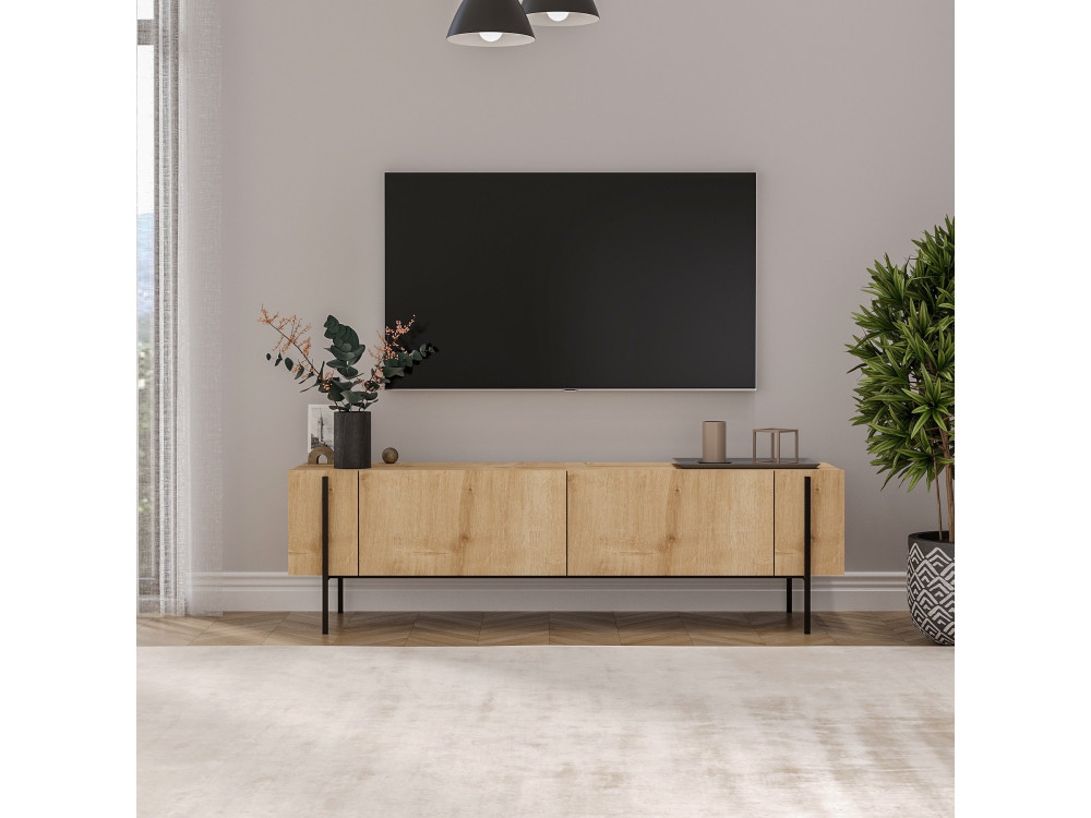TV-Möbel aus Holz "Herman" - 160 x 31 x 45 cm - Beige