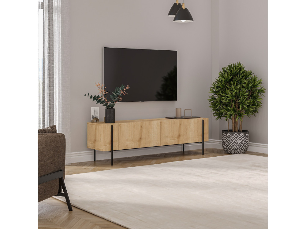 TV-Möbel aus Holz "Herman" - 160 x 31 x 45 cm - Beige