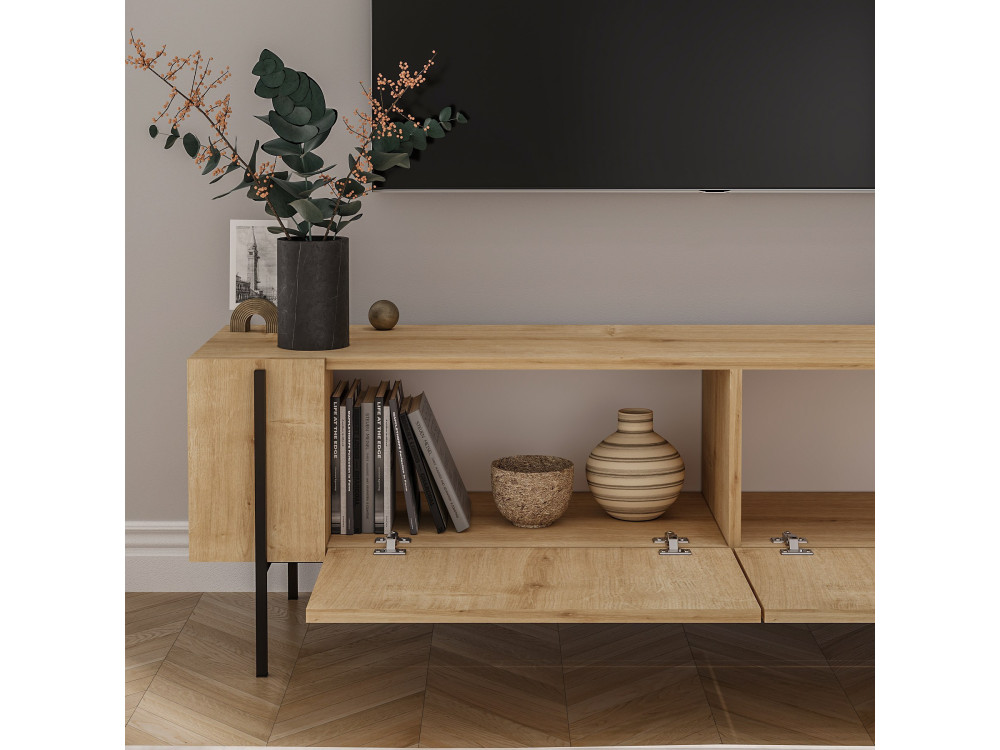 TV-Möbel aus Holz "Herman" - 160 x 31 x 45 cm - Beige