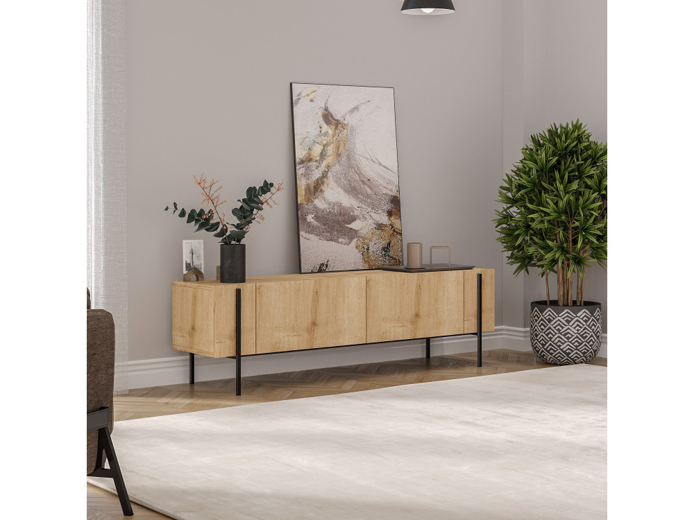 TV-Möbel aus Holz "Herman" - 160 x 31 x 45 cm - Beige