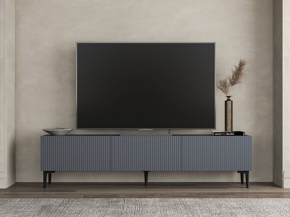 TV-Möbel aus Holz "Oscar" - 180 x 31 x 45 cm - Anthrazitgrau