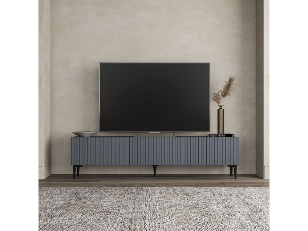 TV-Möbel aus Holz "Oscar" - 180 x 31 x 45 cm - Anthrazitgrau