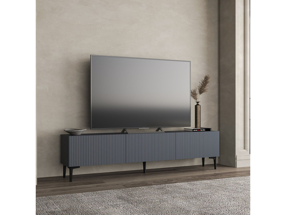 TV-Möbel aus Holz "Oscar" - 180 x 31 x 45 cm - Anthrazitgrau
