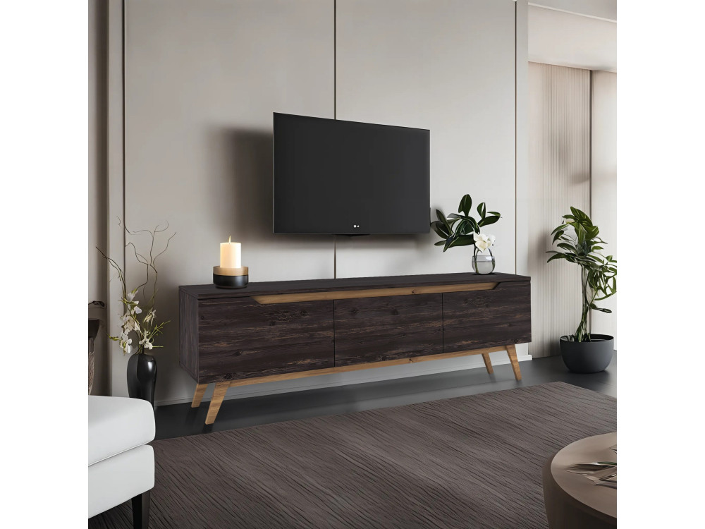 TV-Möbel aus Holz "Digi" - 180 x 35 x 48 cm - Schwarz