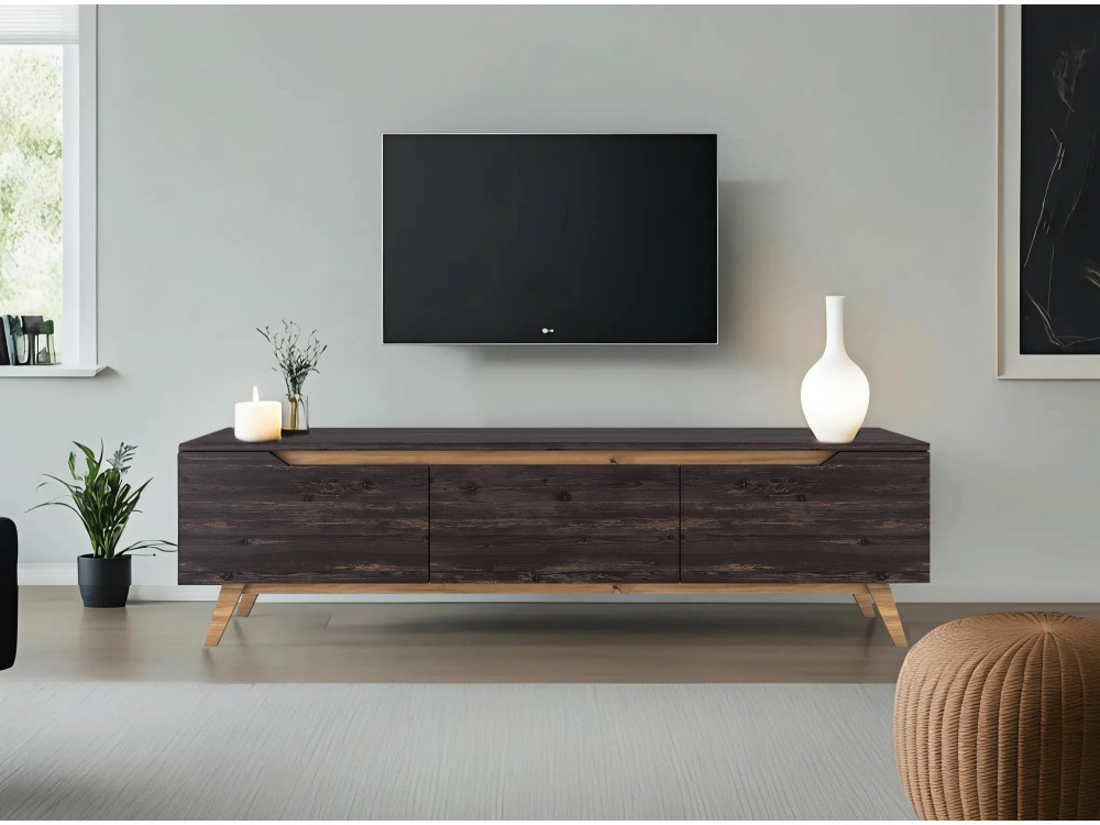 TV-Möbel aus Holz "Digi" - 180 x 35 x 48 cm - Schwarz