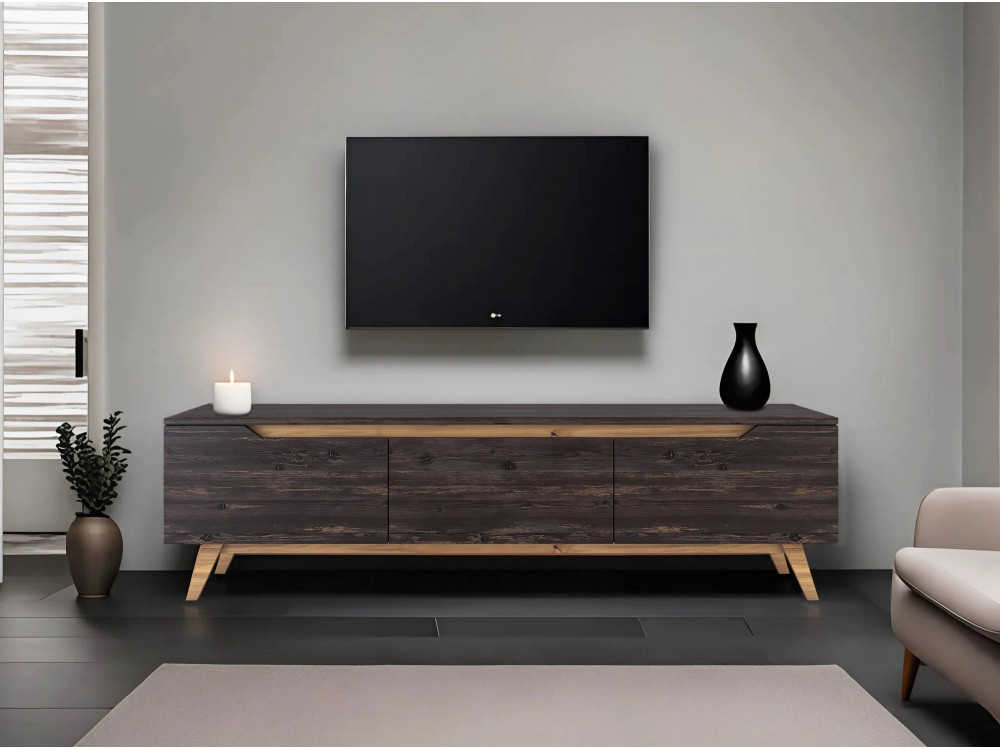 TV-Möbel aus Holz "Digi" - 180 x 35 x 48 cm - Schwarz