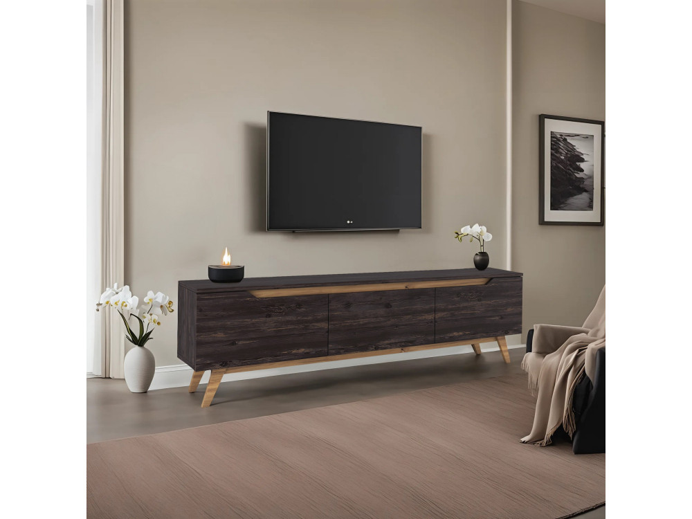 TV-Möbel aus Holz "Digi" - 180 x 35 x 48 cm - Schwarz
