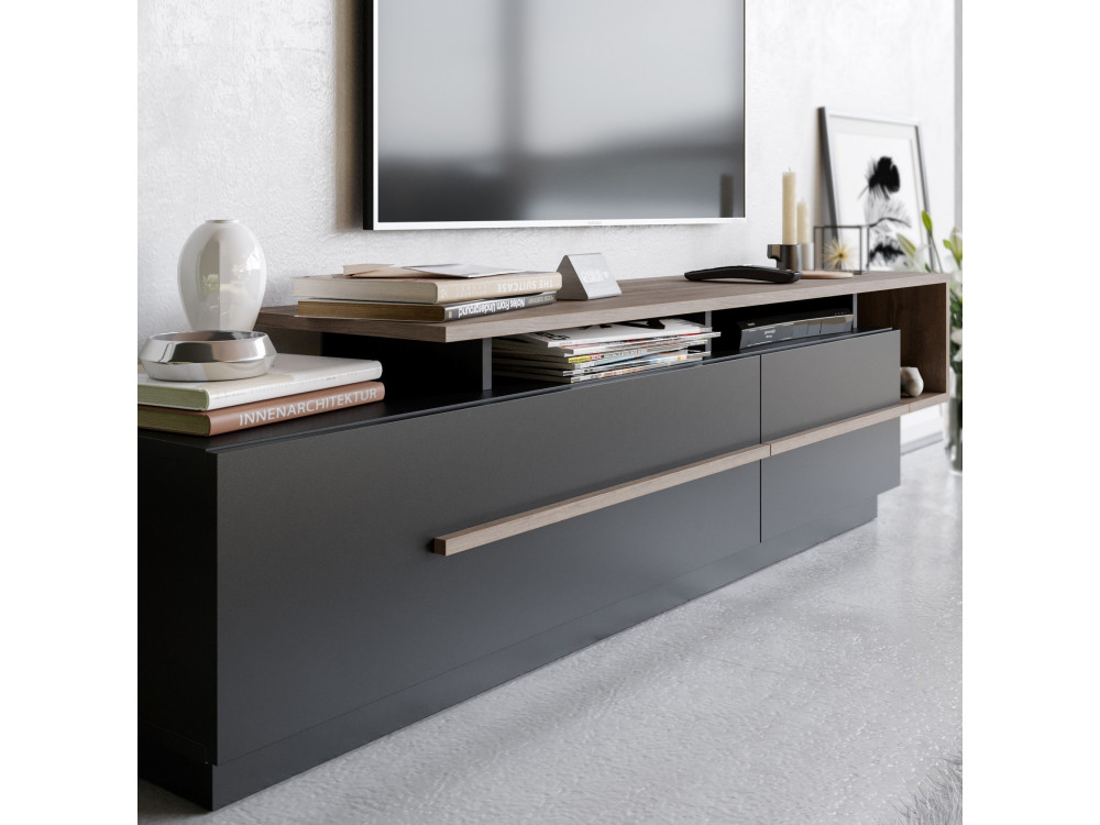 TV-Möbel aus Holz "Basak" - 180 x 40 x 46 cm - Schwarz