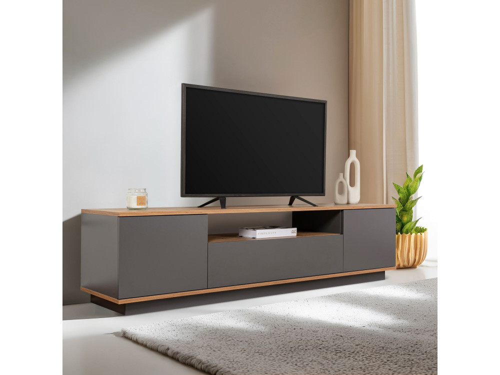 TV-Möbel aus Holz "Veramont" - 180 x 44 x 44 cm - Anthrazitgrau