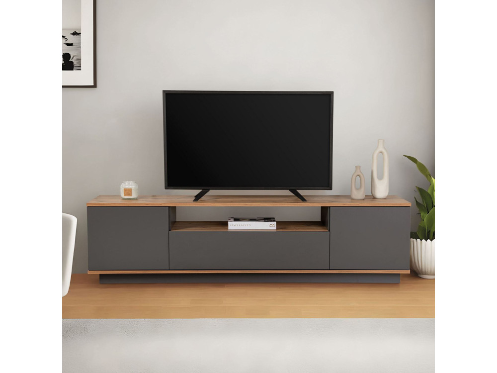TV-Möbel aus Holz "Veramont" - 180 x 44 x 44 cm - Anthrazitgrau