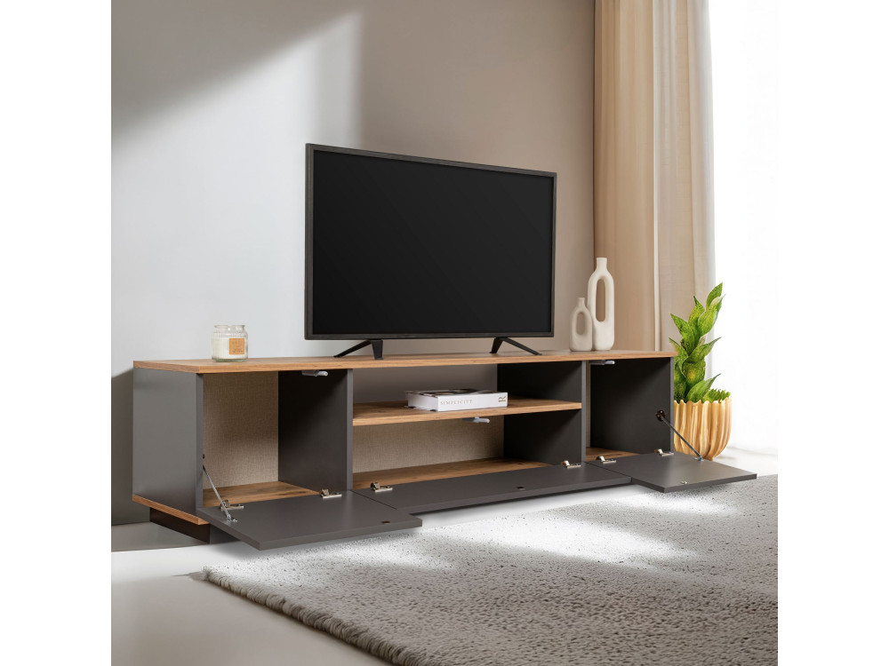 TV-Möbel aus Holz "Veramont" - 180 x 44 x 44 cm - Anthrazitgrau