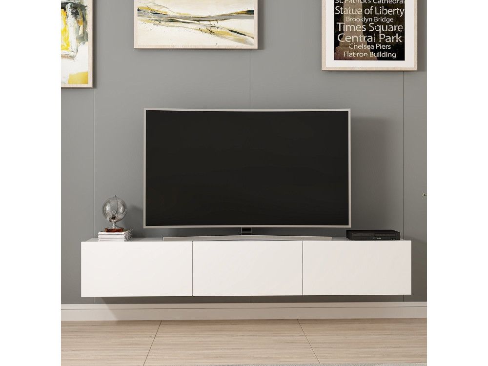 Hänge-TV-Möbel aus Holz "Rigel" - 180 x 32 x 30 cm - Weiß