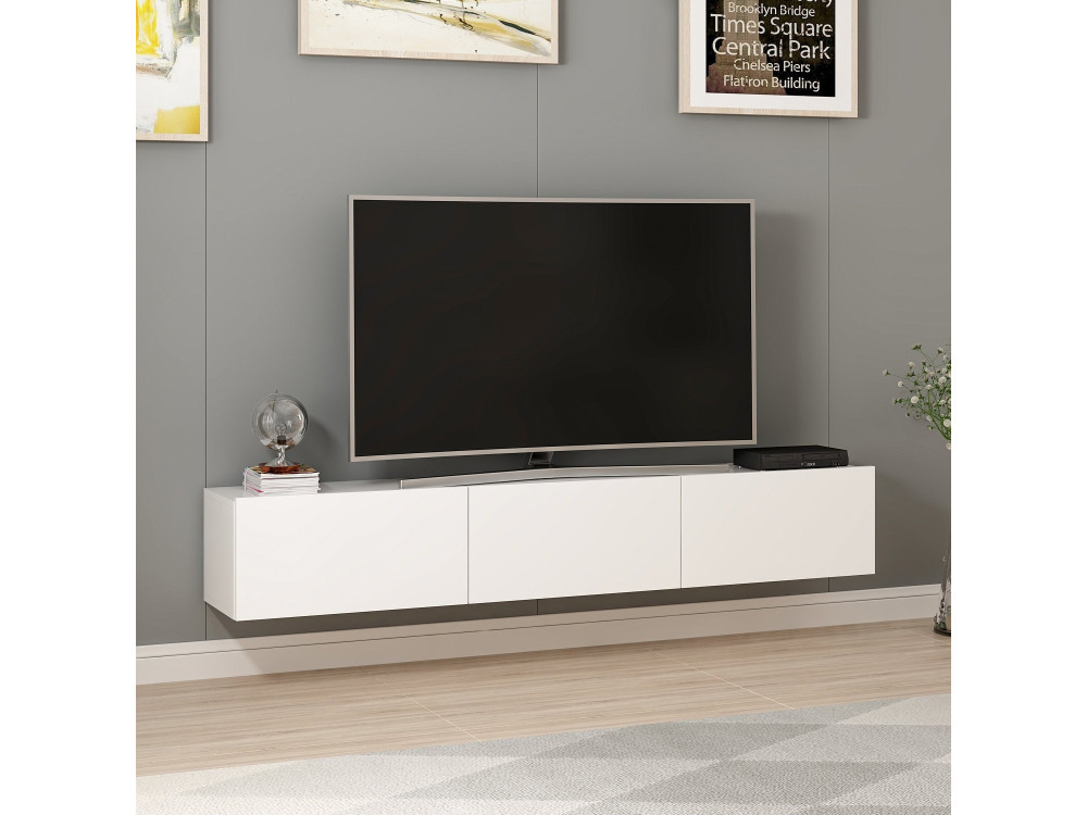Hänge-TV-Möbel aus Holz "Rigel" - 180 x 32 x 30 cm - Weiß
