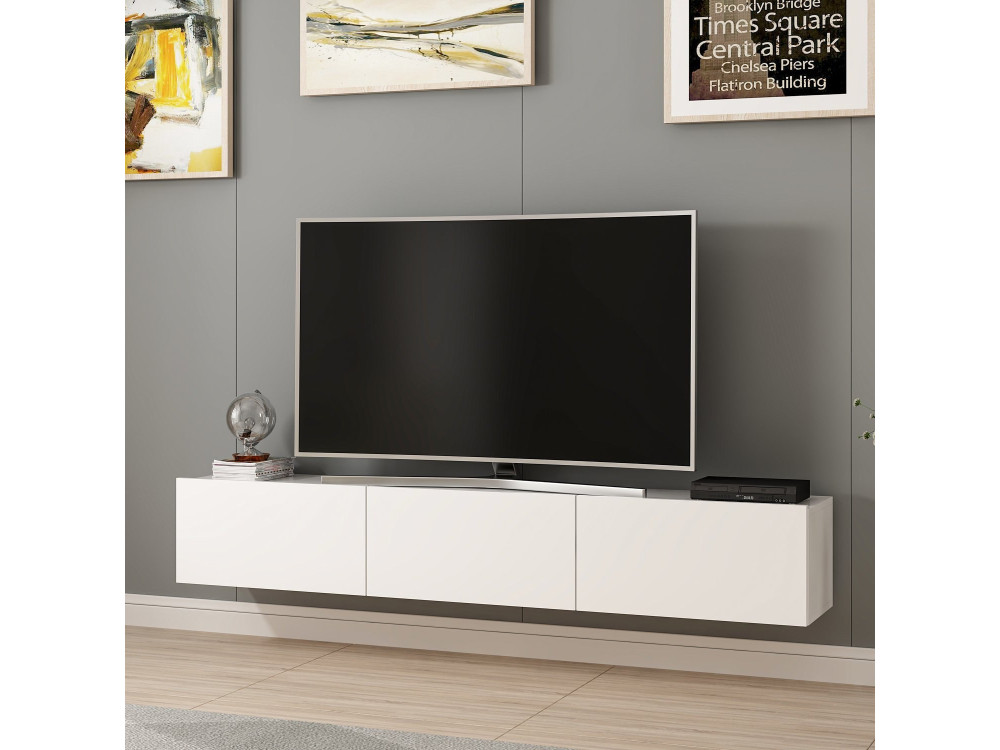 Hänge-TV-Möbel aus Holz "Rigel" - 180 x 32 x 30 cm - Weiß