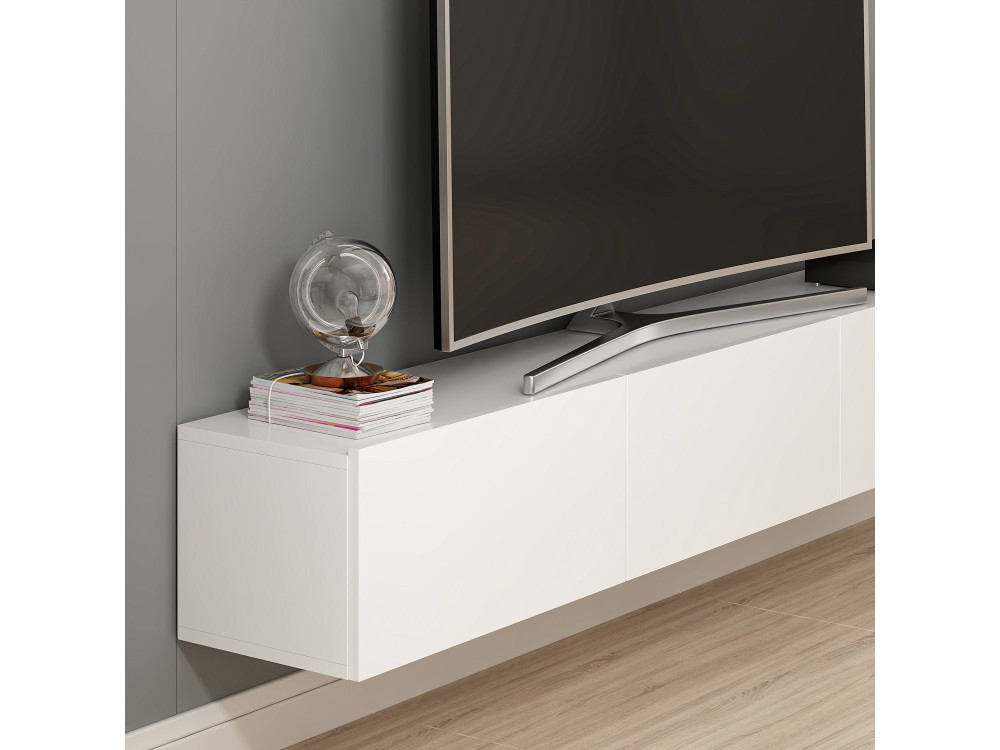 Hänge-TV-Möbel aus Holz "Rigel" - 180 x 32 x 30 cm - Weiß