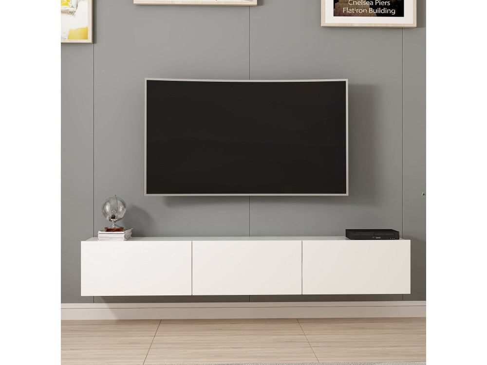 Hänge-TV-Möbel aus Holz "Rigel" - 180 x 32 x 30 cm - Weiß