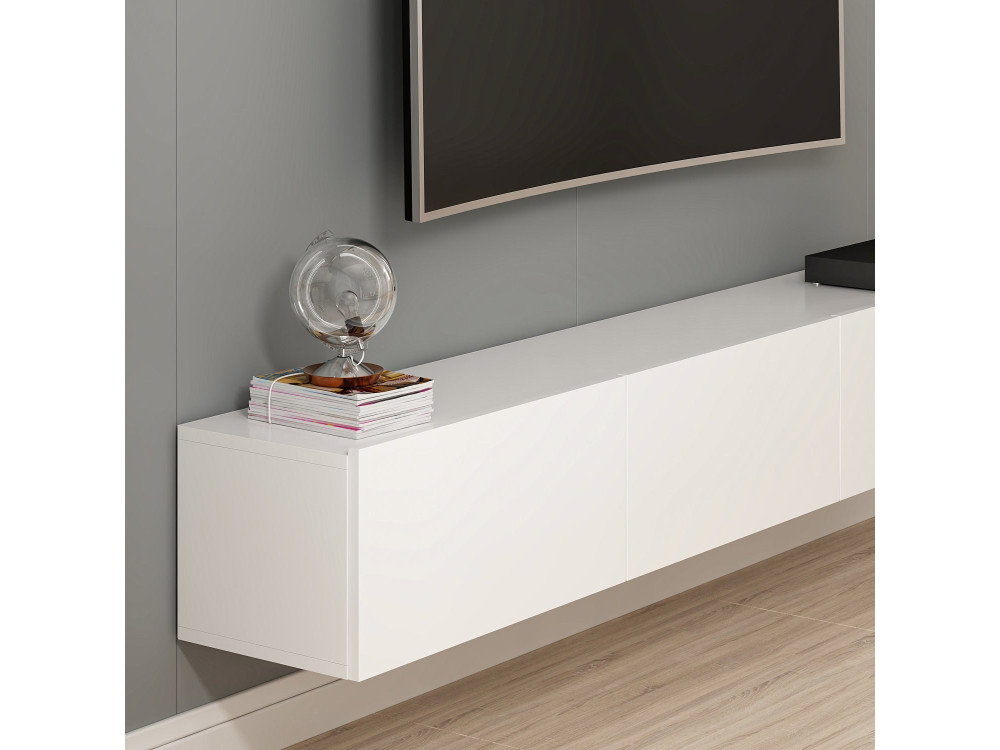 Hänge-TV-Möbel aus Holz "Rigel" - 180 x 32 x 30 cm - Weiß