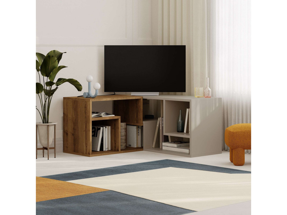 Modulares TV-Möbel aus Holz "Glis" - 145 x 35 x 44 cm - Beige
