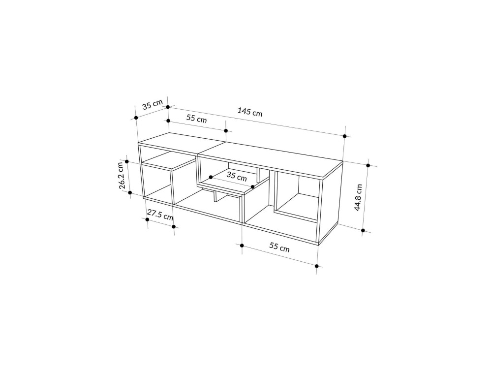 Modulares TV-Möbel aus Holz "Glis" - 145 x 35 x 44 cm - Beige