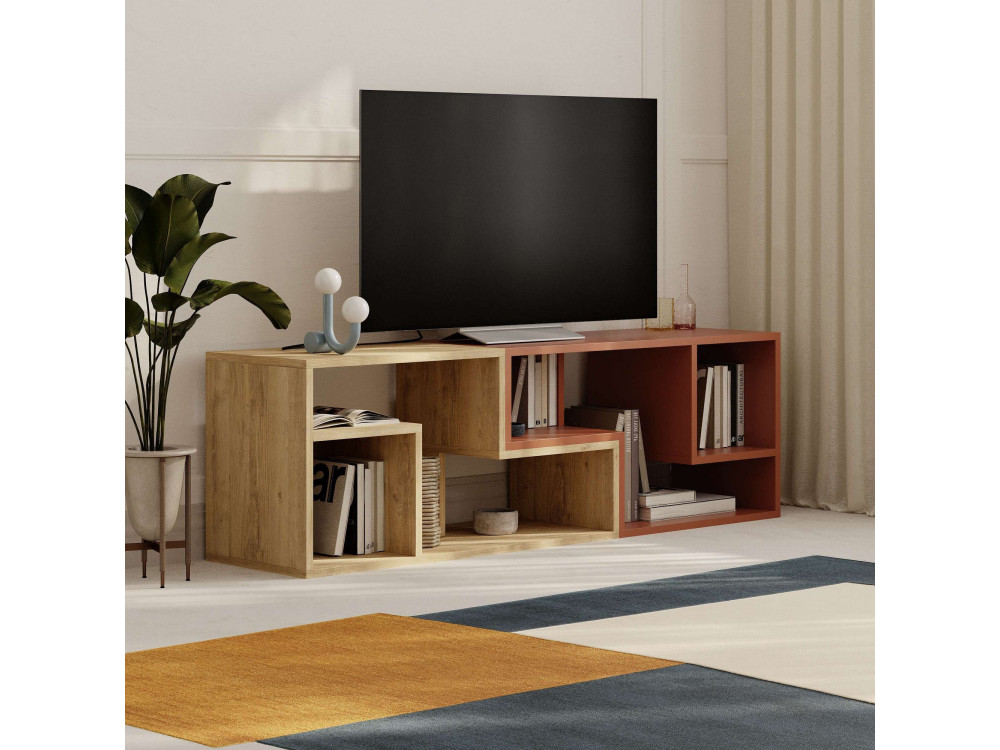 Modulares TV-Möbel aus Holz "Glis" - 145 x 35 x 44 cm - Terracotta