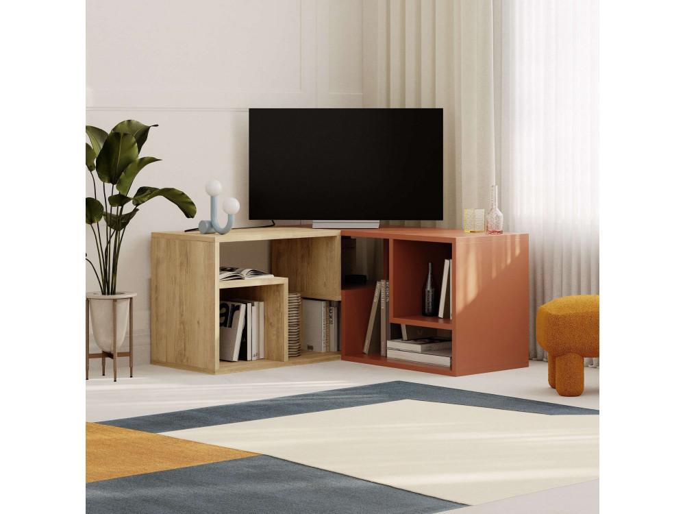 Modulares TV-Möbel aus Holz "Glis" - 145 x 35 x 44 cm - Terracotta