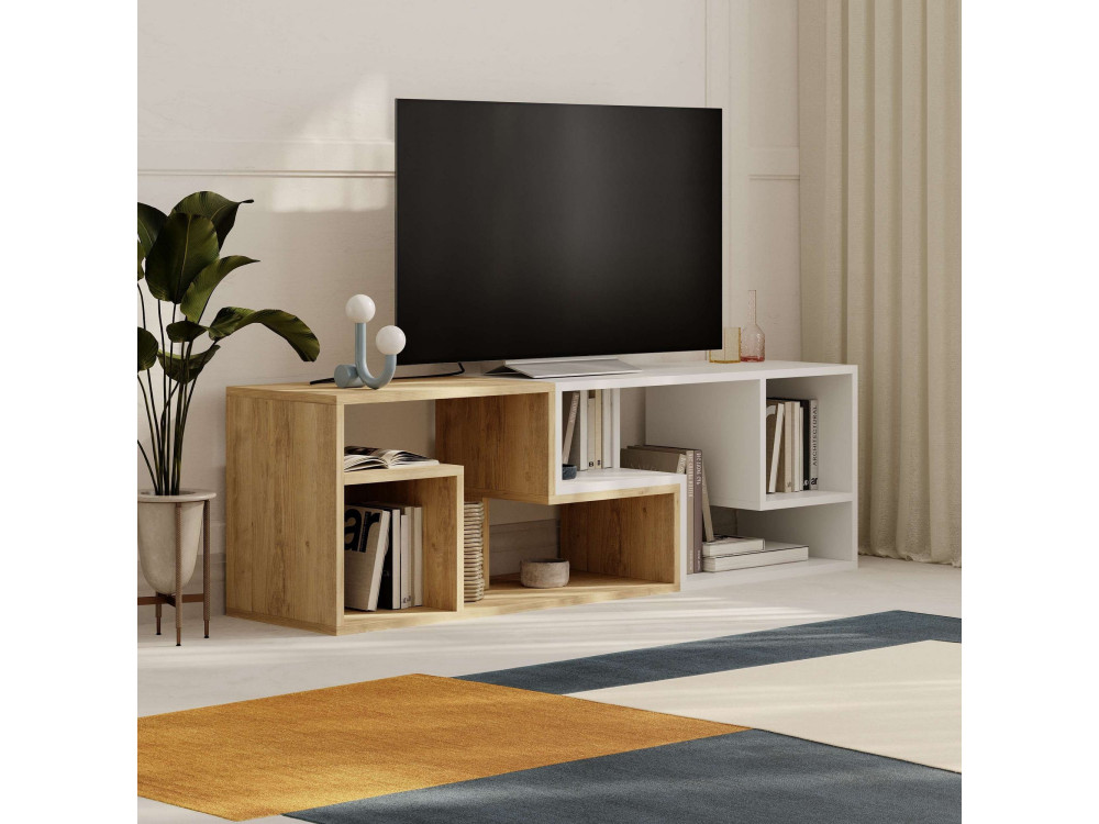 Modulares TV-Möbel aus Holz "Glis" - 145 x 35 x 44 cm - Weiß