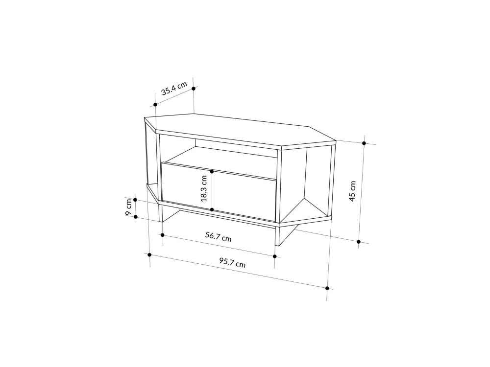 TV-Möbel aus Holz "Viva" - 95 x 35 x 45 cm - Braun