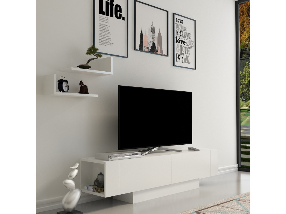 TV-Möbel aus Holz "Matera" - 150 x 31 x 41 cm - Weiß