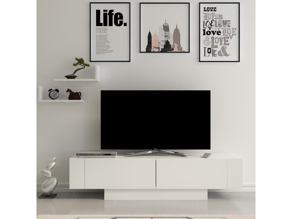 TV-Möbel aus Holz "Matera" - 150 x 31 x 41 cm - Weiß