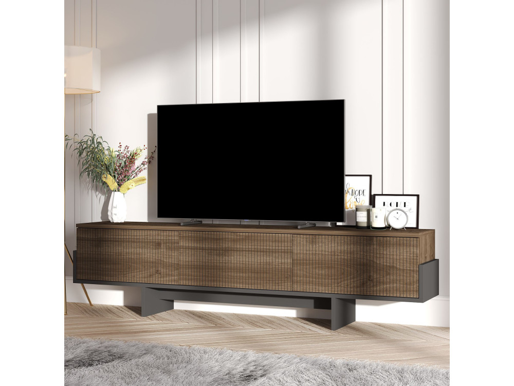 TV-Möbel aus Holz "Hege" - 180 x 30 x 44 cm - Schwarz