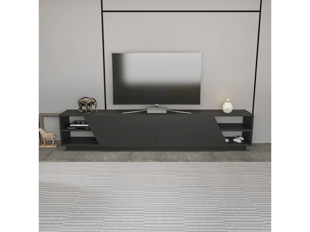TV-Möbel aus Holz "Rhodes" - 240 x 37 x 47 cm - Anthrazitgrau