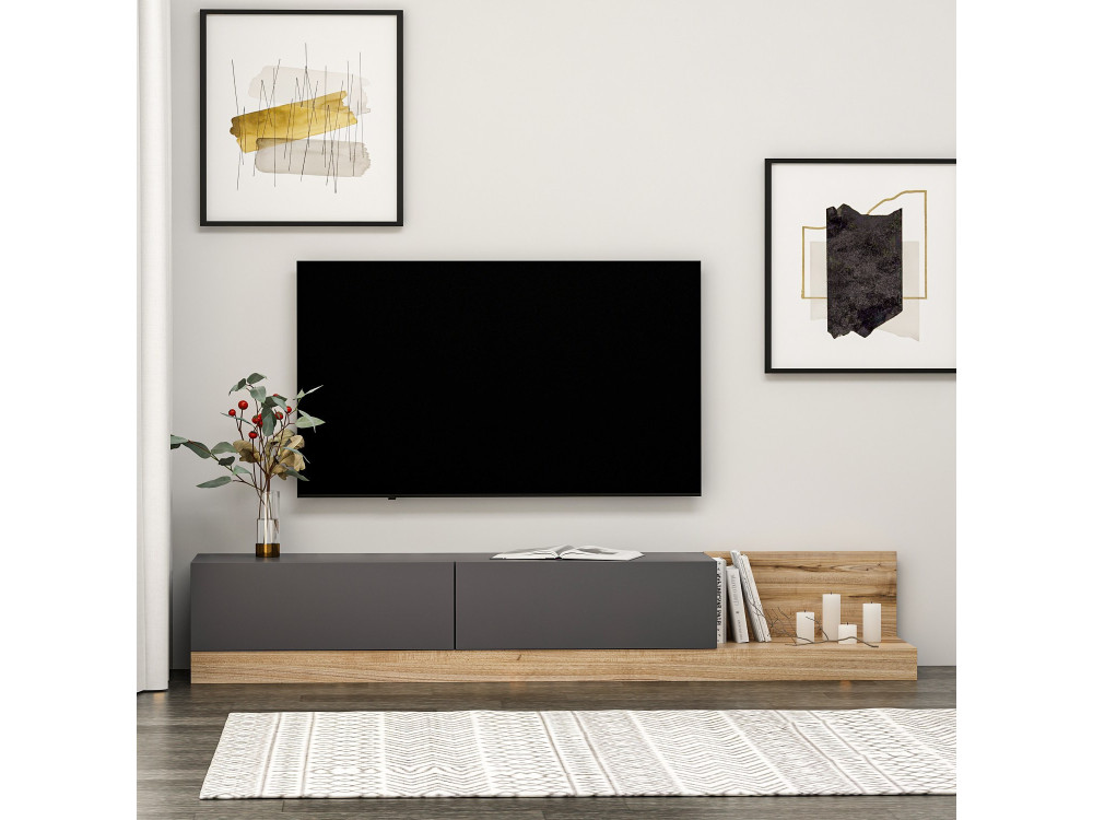 TV-Möbel aus Holz "Majör" - 180 x 37 x 30 cm - Anthrazitgrau