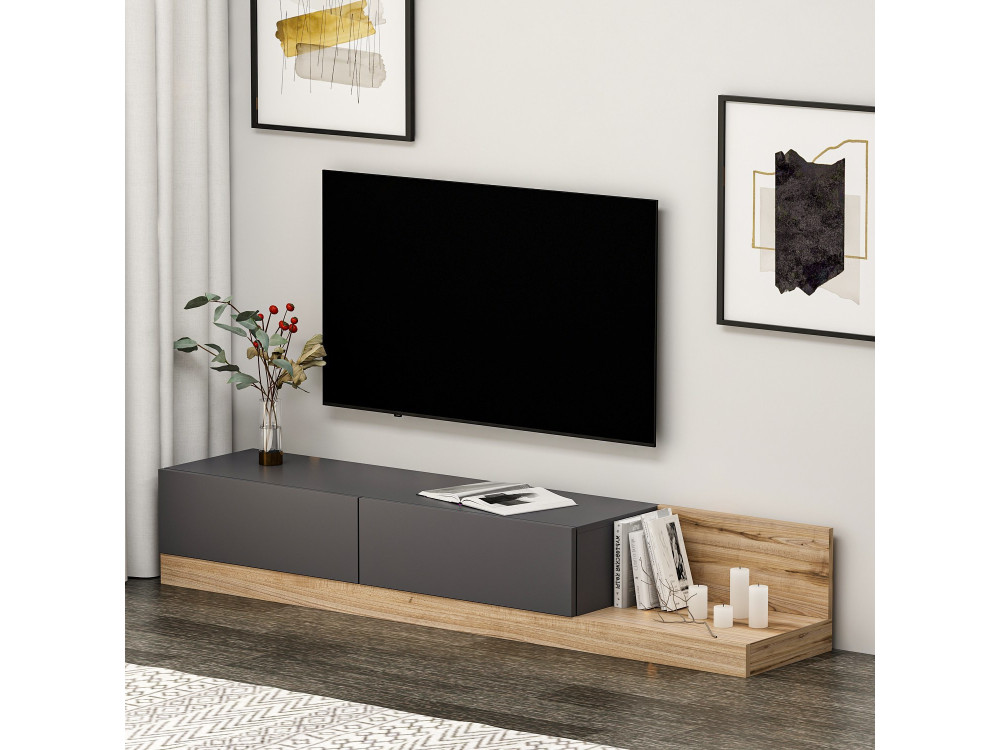 TV-Möbel aus Holz "Majör" - 180 x 37 x 30 cm - Anthrazitgrau