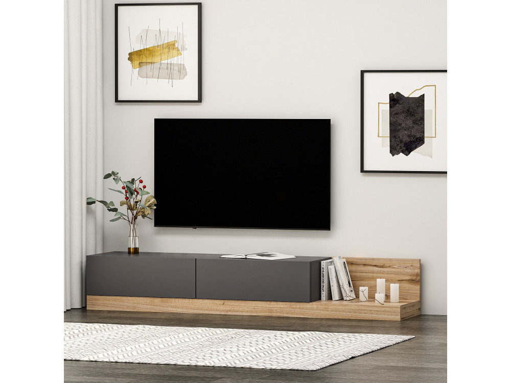 TV-Möbel aus Holz "Majör" - 180 x 37 x 30 cm - Anthrazitgrau