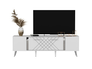 TV-Möbel aus Holz "Detas" - 150 x 35 x 48 cm - Silber