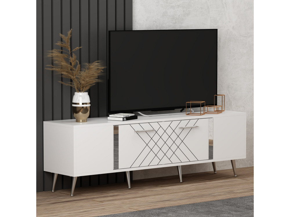 TV-Möbel aus Holz "Detas" - 150 x 35 x 48 cm - Silber