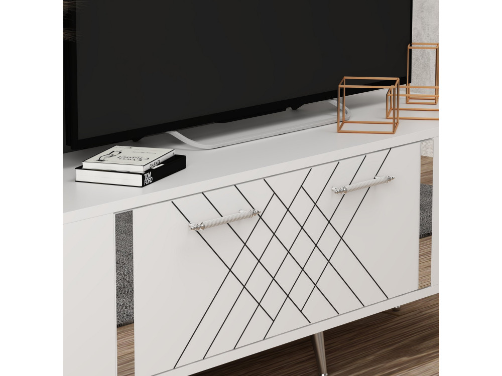TV-Möbel aus Holz "Detas" - 150 x 35 x 48 cm - Silber