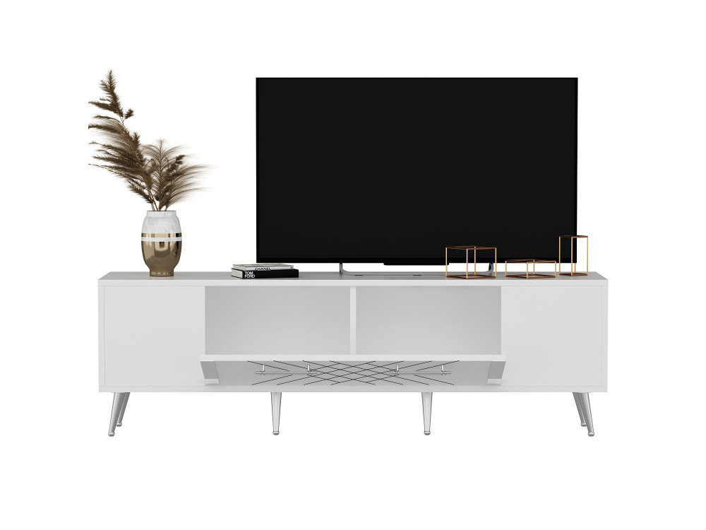 TV-Möbel aus Holz "Detas" - 150 x 35 x 48 cm - Silber