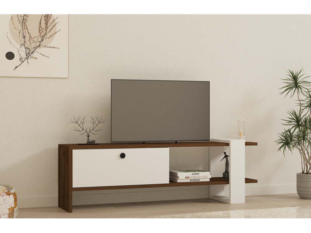 TV-Möbel aus Holz "Gaye" - 120 x 25 x 36 cm - Weiß