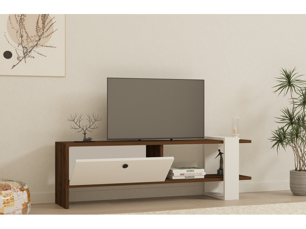 TV-Möbel aus Holz "Gaye" - 120 x 25 x 36 cm - Weiß