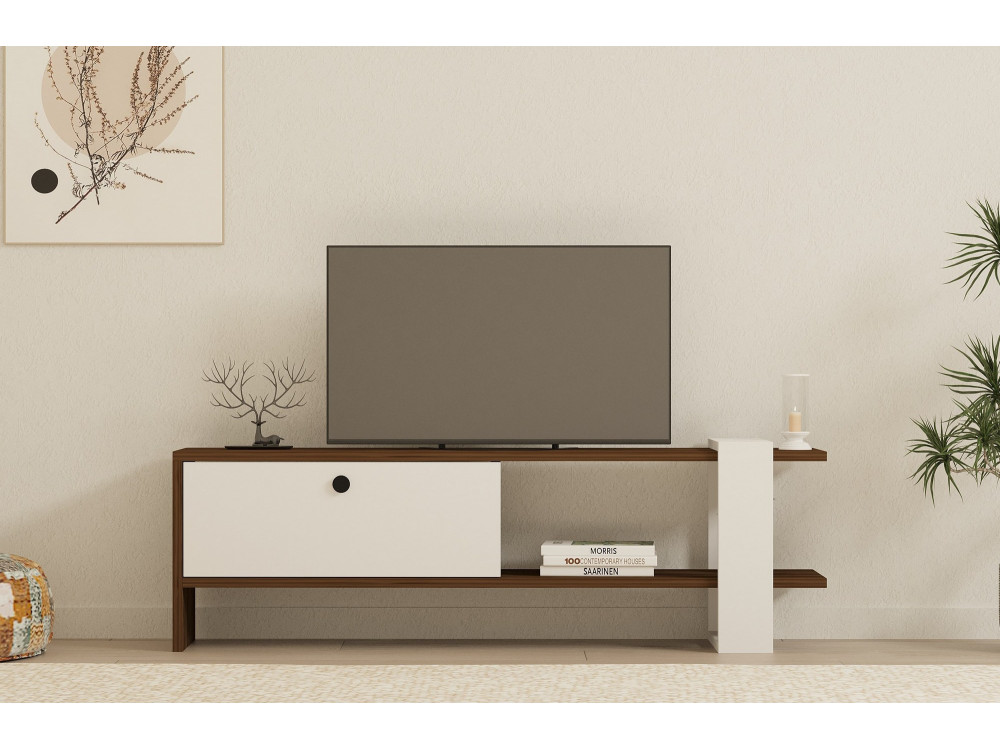 TV-Möbel aus Holz "Gaye" - 120 x 25 x 36 cm - Weiß
