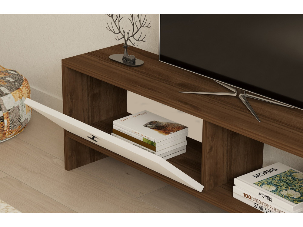 TV-Möbel aus Holz "Gaye" - 120 x 25 x 36 cm - Weiß