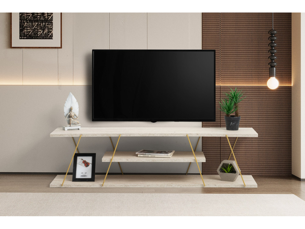 TV-Möbel aus Holz "Canaz" - 120 x 30 x 33 cm - Travertin