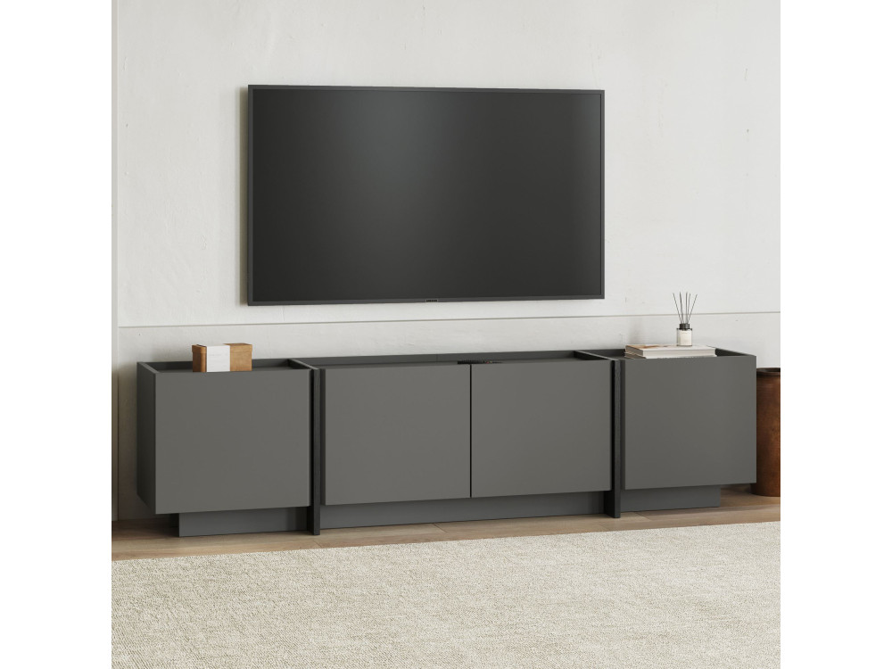 TV-Möbel aus Holz "Lowen" - 180 x 35 x 46 cm - Anthrazit / Schwarz