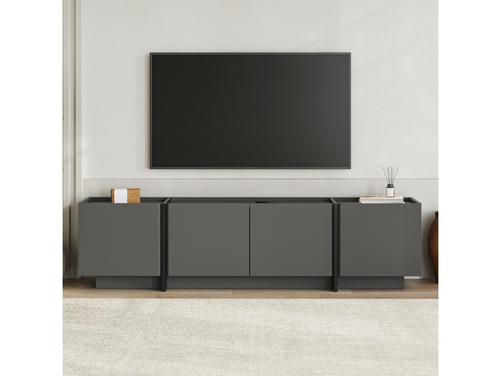 TV-Möbel aus Holz "Lowen" - 180 x 35 x 46 cm - Anthrazit / Schwarz