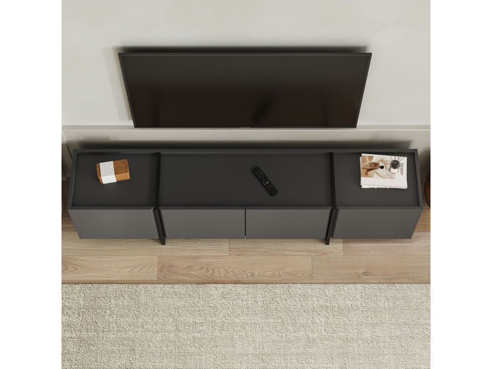 TV-Möbel aus Holz "Lowen" - 180 x 35 x 46 cm - Anthrazit / Schwarz
