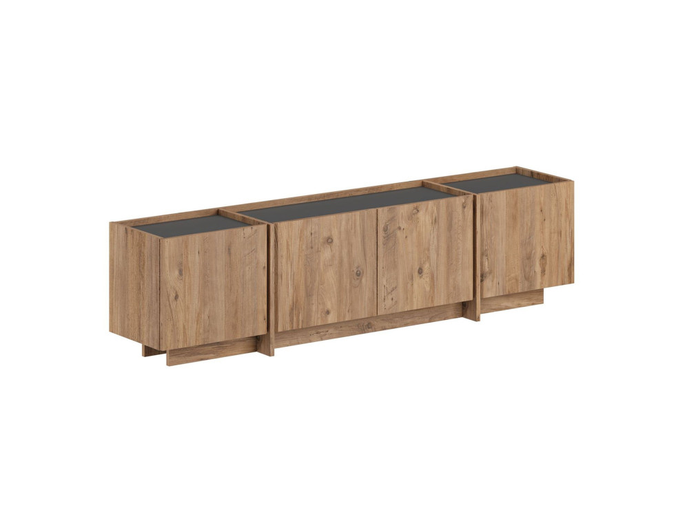 TV-Möbel aus Holz "Lowen" - 180 x 35 x 46 cm - Atlantikkiefer / Anthrazit