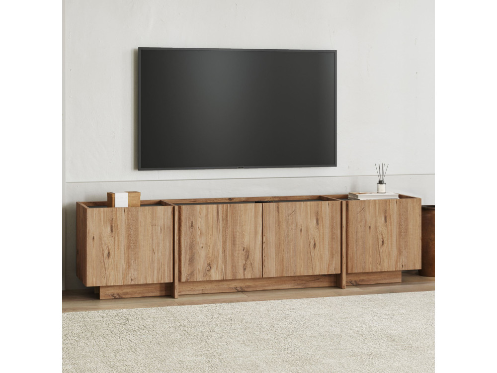 TV-Möbel aus Holz "Lowen" - 180 x 35 x 46 cm - Atlantikkiefer / Anthrazit